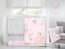 Wendy Bellissimo 4pc Nursery Bedding Baby Crib Bedding Set Pink Fox