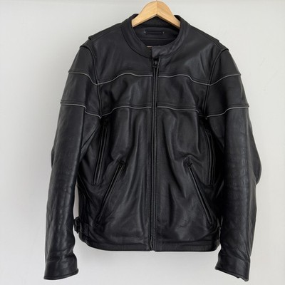 Wilsons Leather Motorcycle Jacket Mens Medium Black Cafe Racer Moto Thinsulate
