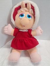 1987 Henson Miss Piggy In Christmas Red 12 Inch Plush. T103