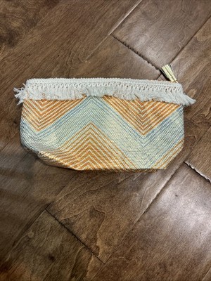 NWOT ! SHIRALEAH Chicago Clutch Cosmetic Bag Dominique Orange Blue Gold BOHO