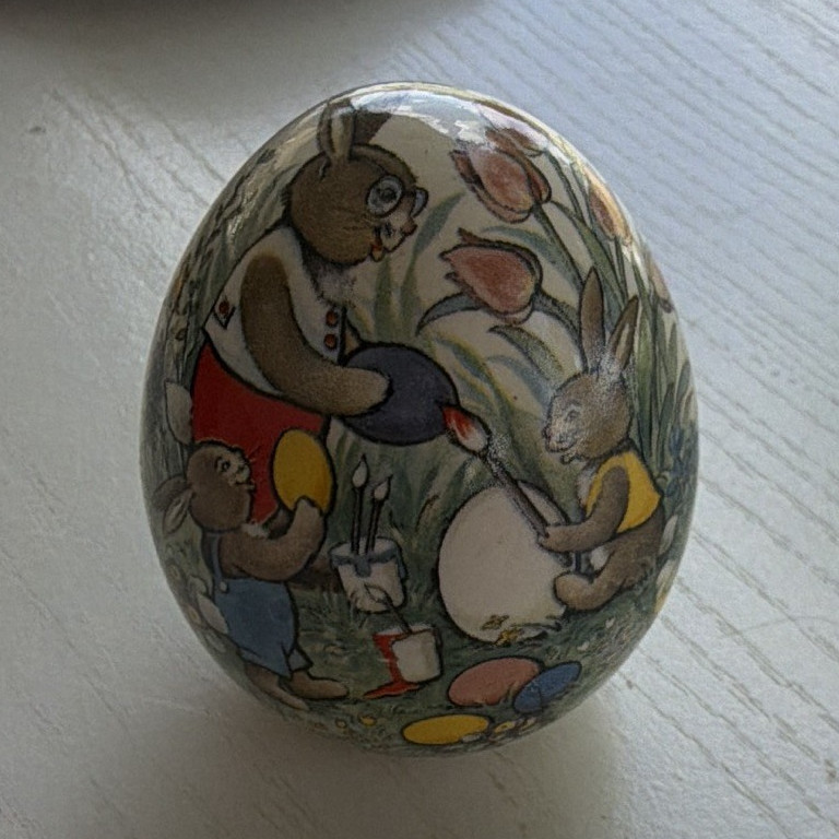 Hand Painted Ceramic Collector Egg Figurine, Multicolor Animals Design, Unboxed