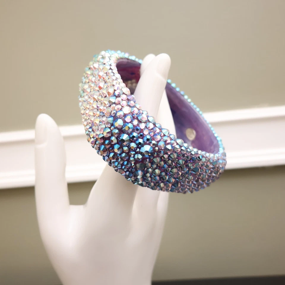 Tarina Tarantino Pulsera Swarovski Cristal Pavé Rosa Verde Morado Lucite Brazalete Foto 3 de 4