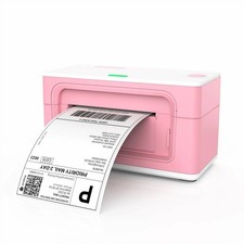 MUNBYN Thermal Barcode Shipping Label Printer 4x6 in Pink White - Tested Working