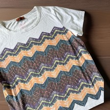 Missoni Chevron T-Shirt Women s S Multicolor Zigzag Print Tee Cotton 195