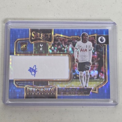 Djed Spence RC Blue Pulsar Prizm Auto   2022 23 Panini Select   Tottenham 