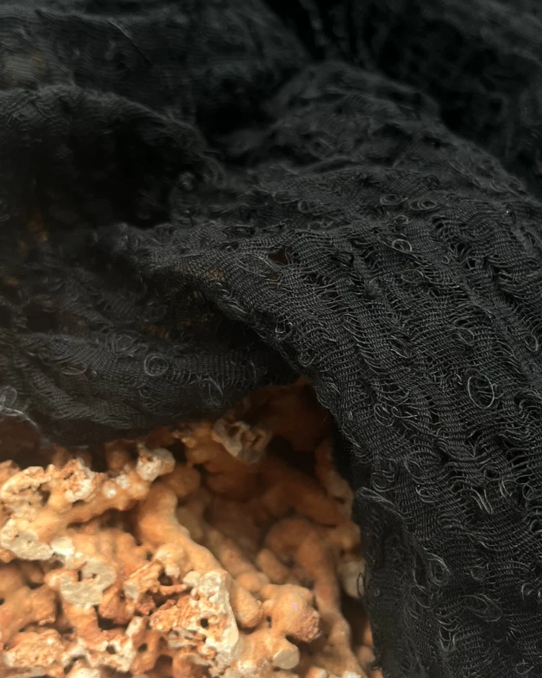 Black Linen Textured Fabric By 2 Meters, Sheer Sewing Fabric - Image 4 of 4