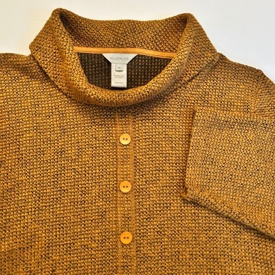 Multiples 2X Pullover Sweater Cowl Neck Textured Orange Black Cozy