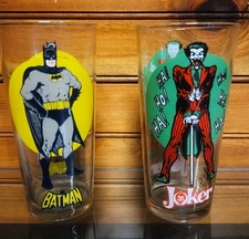 Vasos de colección 1976 vintage raros Pepsi Co. DC Joker y Batman (2)
