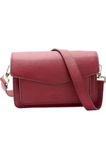 American Leather Co. Accordian Pebble Leather Crossbody AmaranthRed