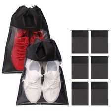 8 Pack Portable Shoe Bags for Travel Large Shoes Pouch XL-Large, Black