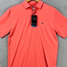 Callaway Mens Golf Polo Shirt Small Pink Opti Dri Stretch Rugby Logo Casual NEW