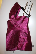 Topshop Petite Metallic Pink One Shoulder Ruffle Mini Dress UK 10 US 6 Party