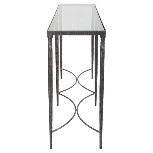 Uttermost Washington Tempered Glass and Metal Console Table in Black - Picture 3 of 5