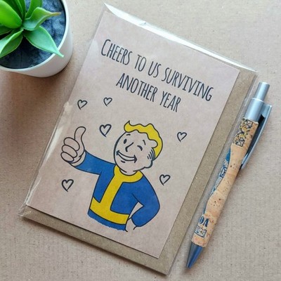 Lustige Fallout Jubiläumskarte - Vault Boy Geeky Videospiel Gamer Karte