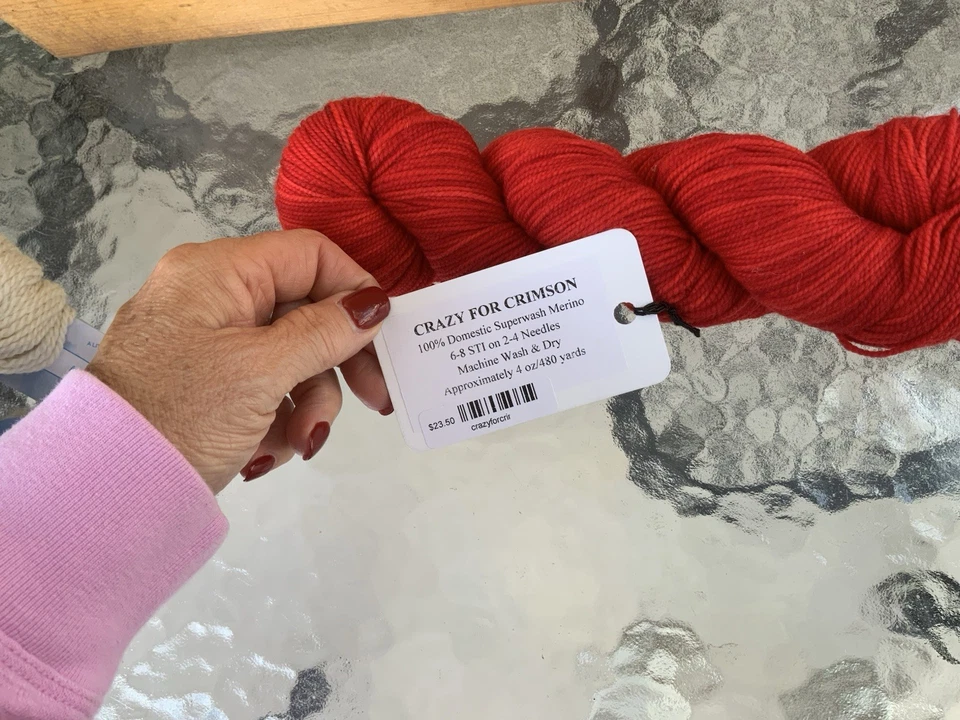 1 Hank Of Done Roving Yarns - Crazy For Crimson Red Superwash Merino 480 Yards - Image 2 of 3