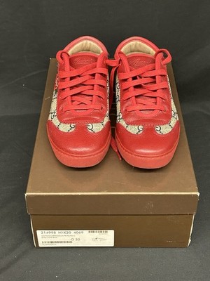 Gucci Barcelona Sneakers Lace Up Sneakers Shoes GG Plus Tattoo Print 214998 35 5