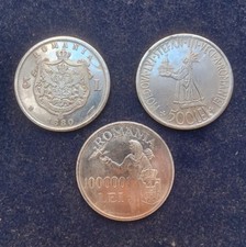 ROMANIA 5 LEI 1880-500 LEI 1941-100000 LEI 1946 RESTRICTED COINS NOT SILVER.