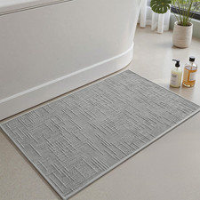 Bath Mat Non Slip Absorbent Quick Dry Jacquard Woven 17x24 Light Grey Bathroom