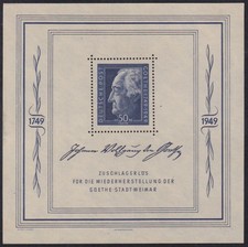 SBZ Ausgabe Générale Goethe Bloc 6 Neuf (1949) Timbre Neuf Sans Charnière