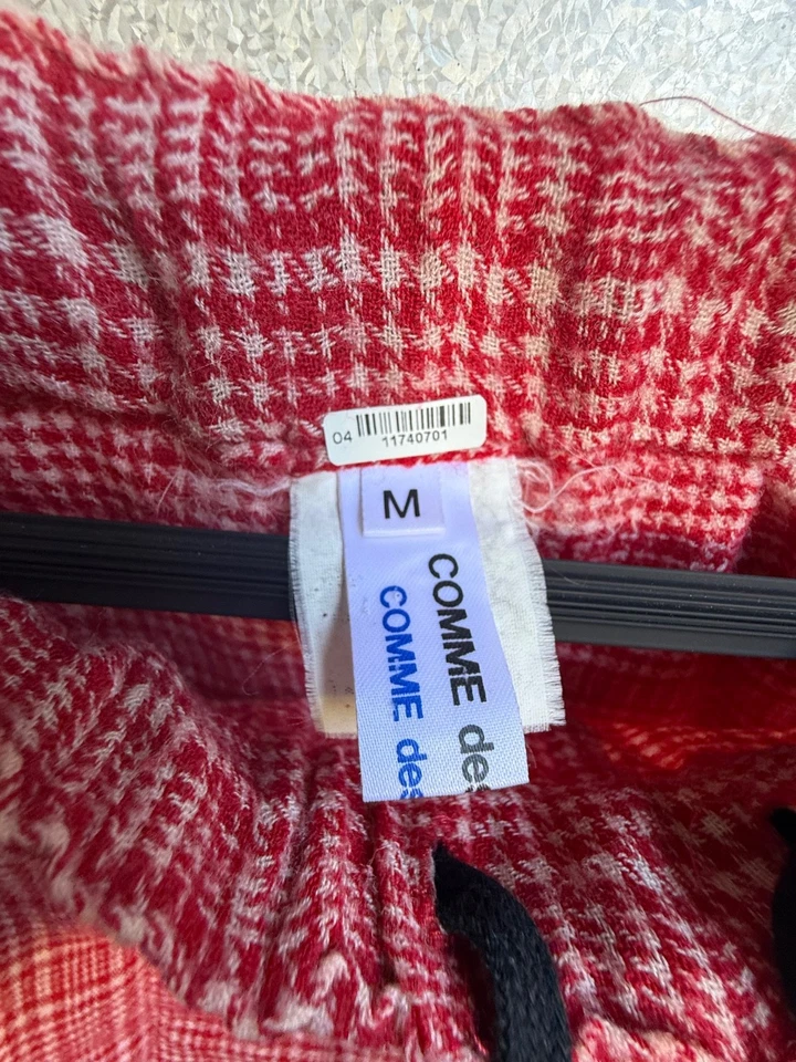 Comme des Garcons Linen Balloon Drop Pants Red Checkered Flannel Made in Japan - Image 3 of 4