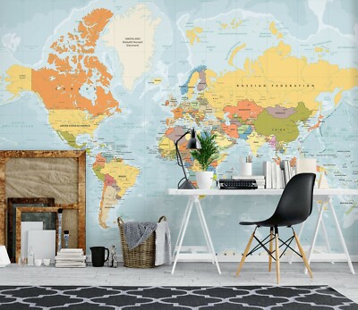 3D Yellow Map ZHU5630 Wallpaper Wall Mural Removable Self-adhesive Zoe
