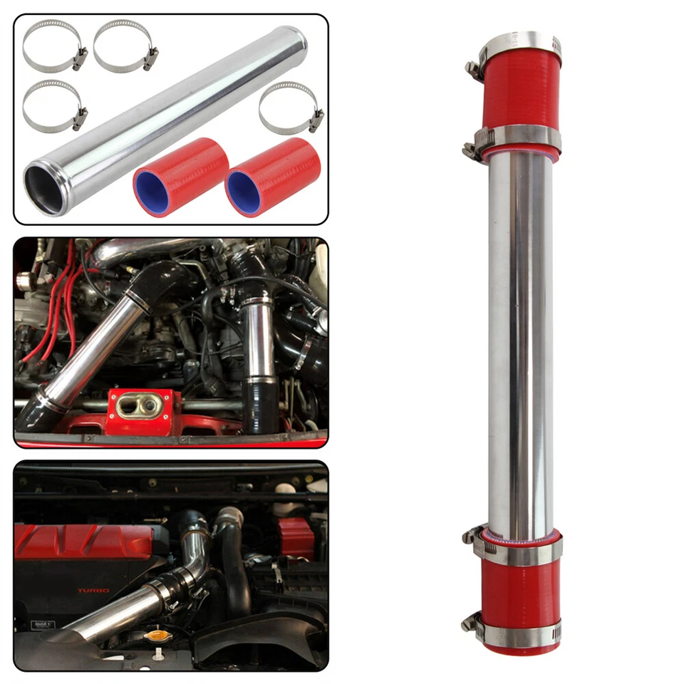 Enfriador de aire de carga de aluminio de 45 mm tubo turbo tubo + abrazaderas de manguera de silicona Foto 2 de 4
