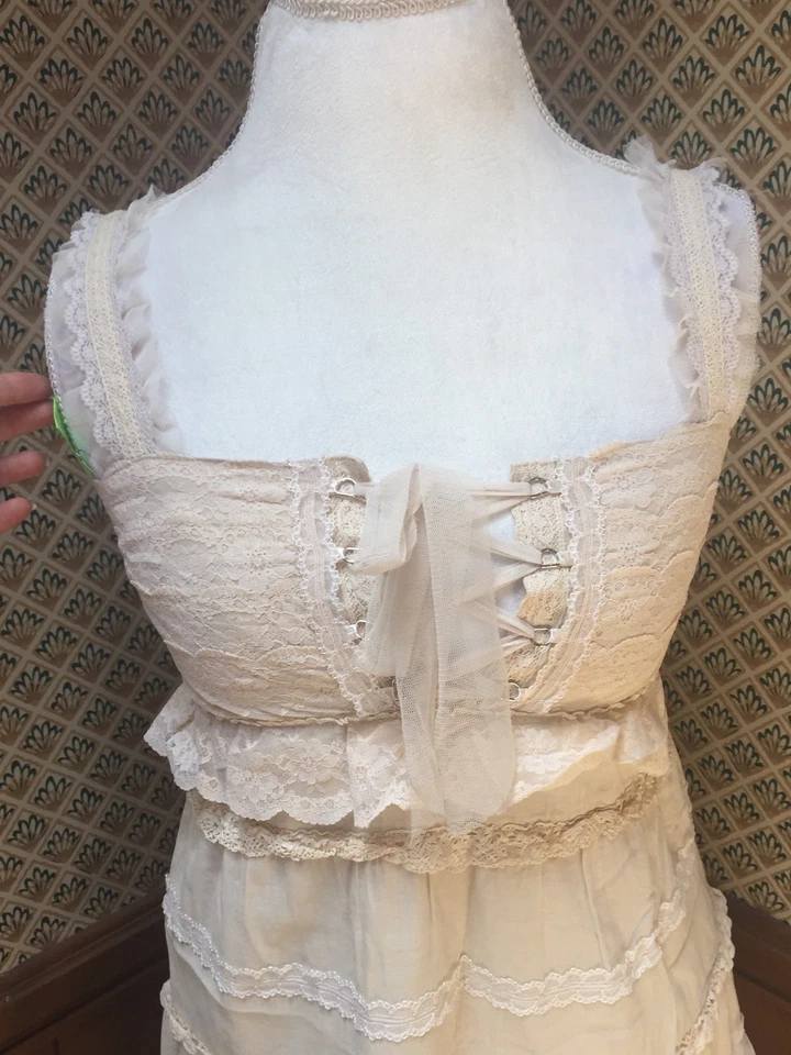 Vestido Cynthia Steffe Romántico Beige Encaje Fuelle Correa Rodilla 6 Verano Foto 2 de 4