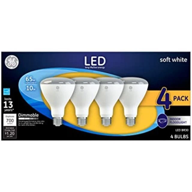 4Pack Yellow Bug Light Bulb 65W Equivalent, BR30 LED Yellow Amber Bug Lights For Outside, Yellow