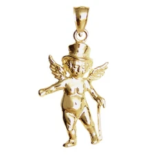 New 14k Gold Angel Cupid Cherub Pendant