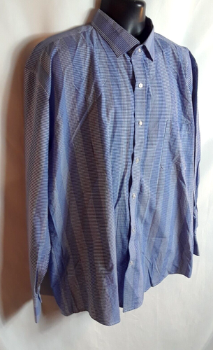 Bogari Shirt XXL Men Blue Check Long Sleeve Coordinating Cuff Button Up Pocket - Picture 2 of 7