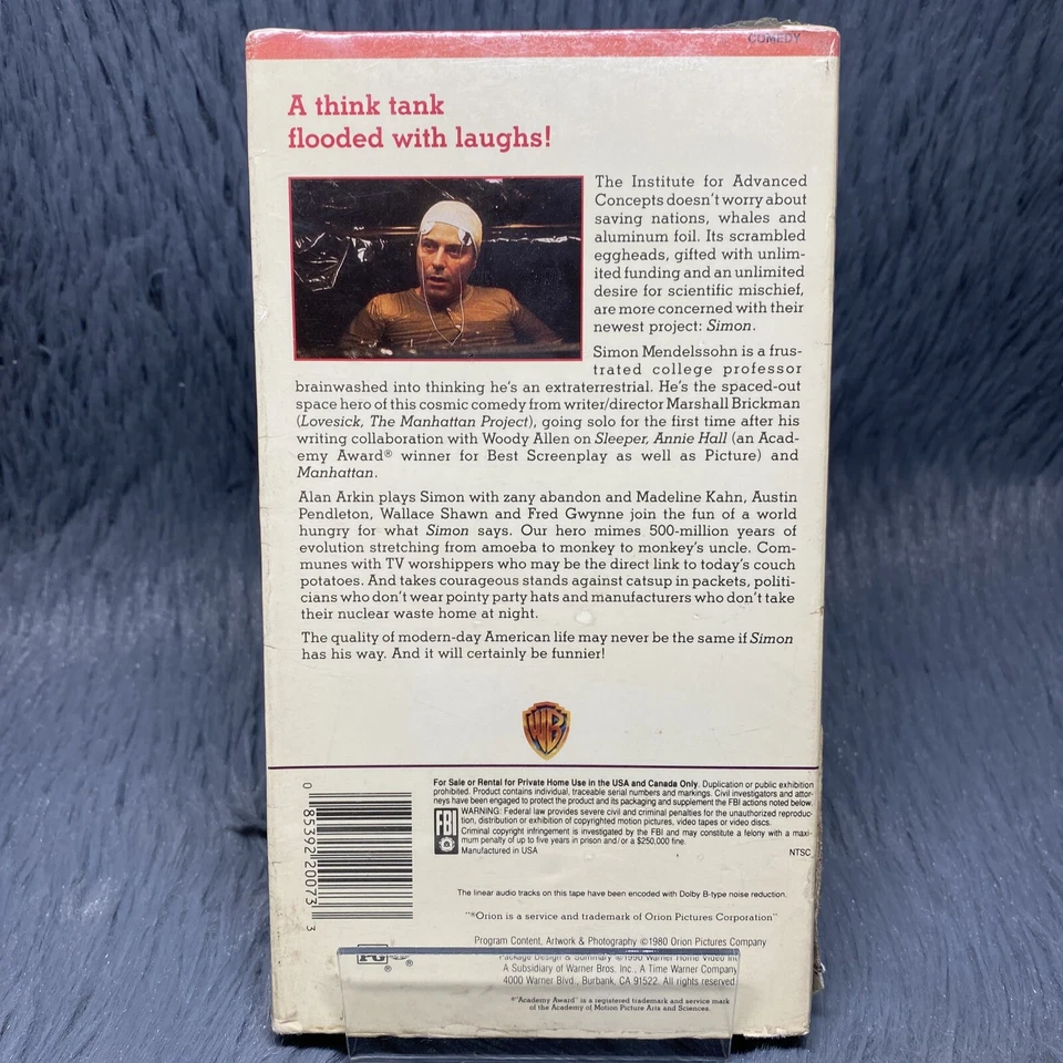Alan Arkin Simon VHS Tape 1990 A Martin Bregman Production Comedy Movie Rare - Image 4 of 4