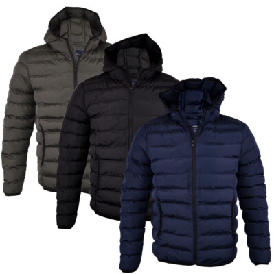 Mens Tokyo Laundry PREMIUM Hooded Quilted Padded Puffer Smart Jacket Coat  S-2XL
