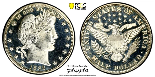 BARBER HALF 1892 PCGS PR 62 CAMEO WOW COIN LOOKS DCAM UNDER GRADED!!
