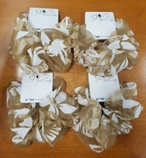 4 Pk: Scunci Ali Fedotowsky Jumbo Hair Scrunchie Taupe/White Design (6585)-R9P2b