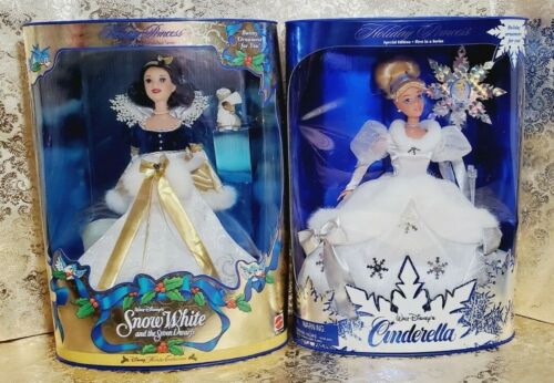 LOT NEUF Walt Disney's Holiday Collection 1996 Cendrillon & 1998 Blanche-Neige Mattel - Photo 1 sur 11