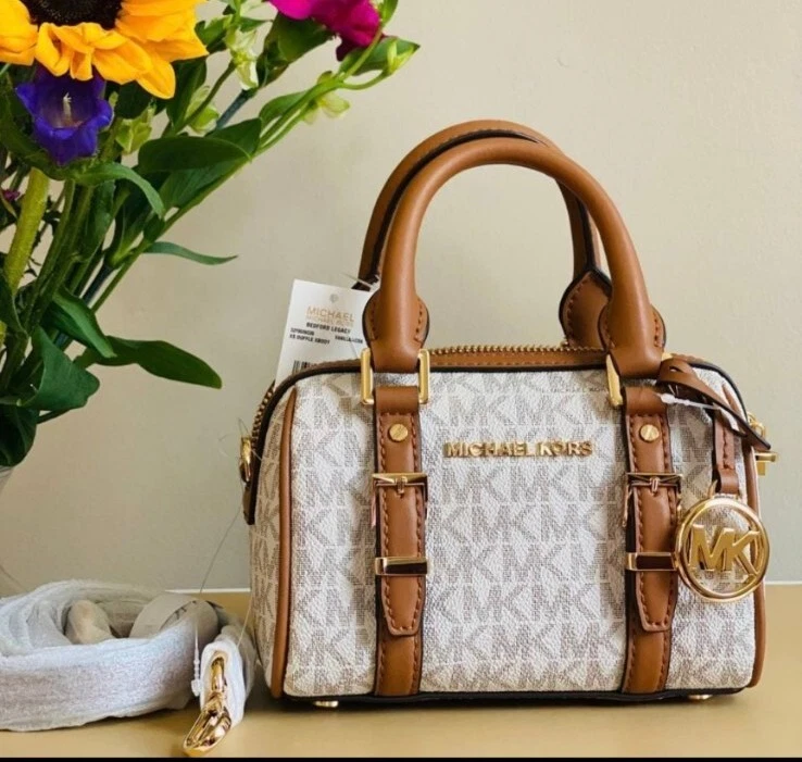 Michael Kors Bedford Legacy Extra-Small Vanilla/Acorn Duffel Crossbody Bag