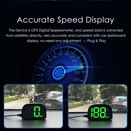 NUEVO Velocímetro GPS Digital para Coche HUD Head Up Display MPH Velocidad Universal V0M8 - Imagen 7 de 25