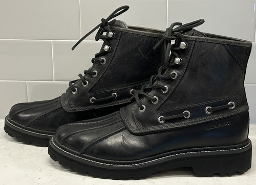 RARE Men’s Sperry STS15951 ALL LEATHER Waterproof Duck Style Black Boots Size 7
