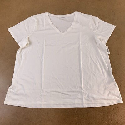 Amazon Essentials Women's Size 3X White Short Sleeve V Neck T-Shirt NWT