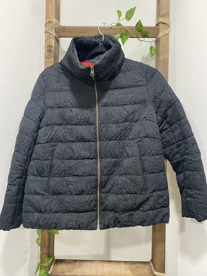 Carolina Herrera Light Quilted Oversized Puffer Jacket Black  Button down Sz S — 第 2/4 张图片