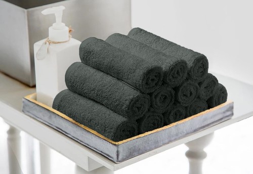 Versatile Grey Washcloths - 12x12 Inches Cotton Towels, Perfect for Home and Spa - Picture 6 of 10