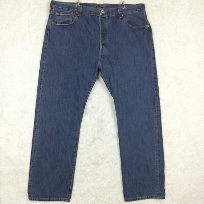 Levi's Mens Jeans 501 Straight Fit Button Fly Blue Denim Medium Indigo 42x32