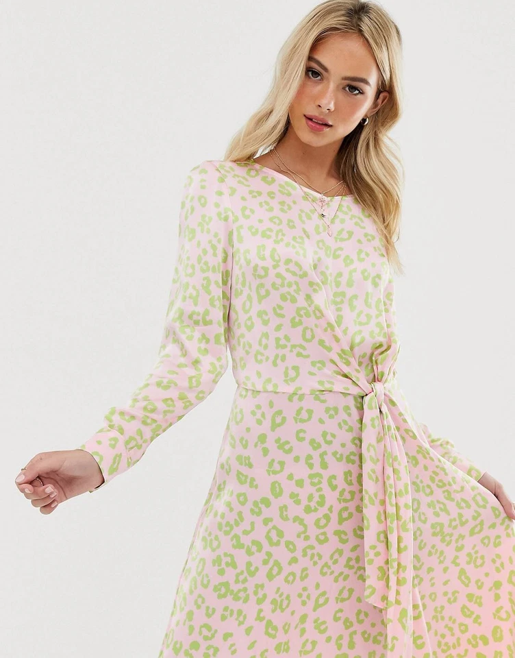 Vestido Ghost London Rosa Verde Leopardo Peligro Maculate Cheetah Print S AU8... - Imagen 2 de 4