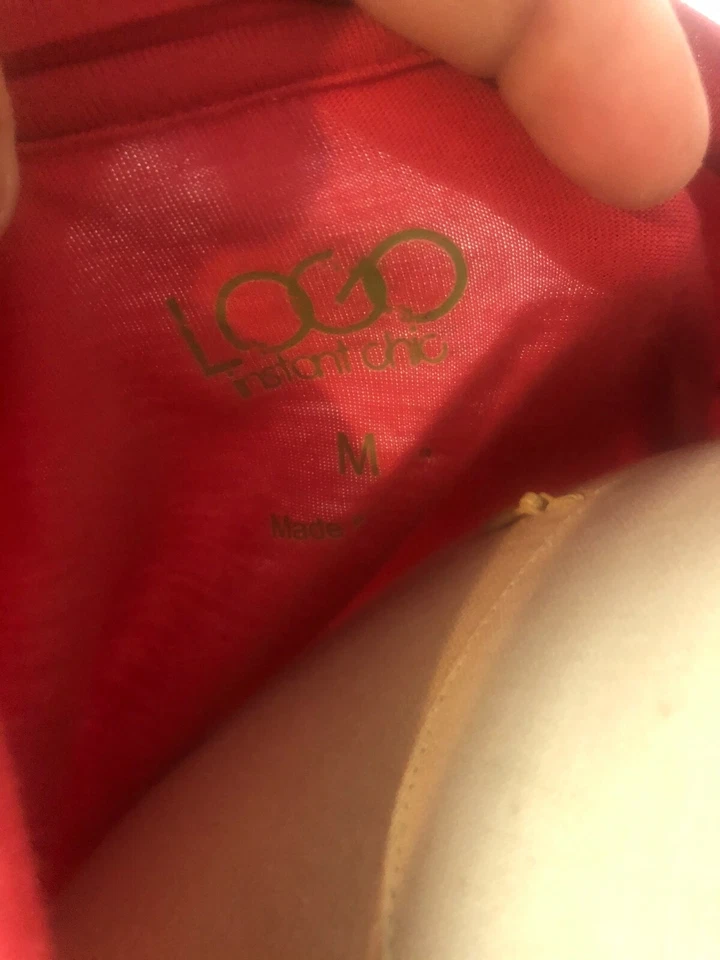 LOGO "Instant Chic" Rosa Para Mujer Talla M Manga Corta Estilo Túnica Camisa con Volantes Foto 4 de 4