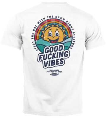 Backprint TShirt Mens Good Vibes Lettering Summer Sun Retro Vintage