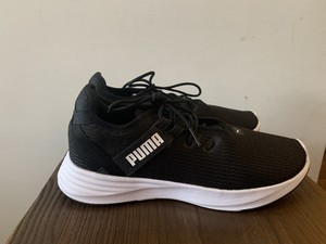 puma black shoes with white sole