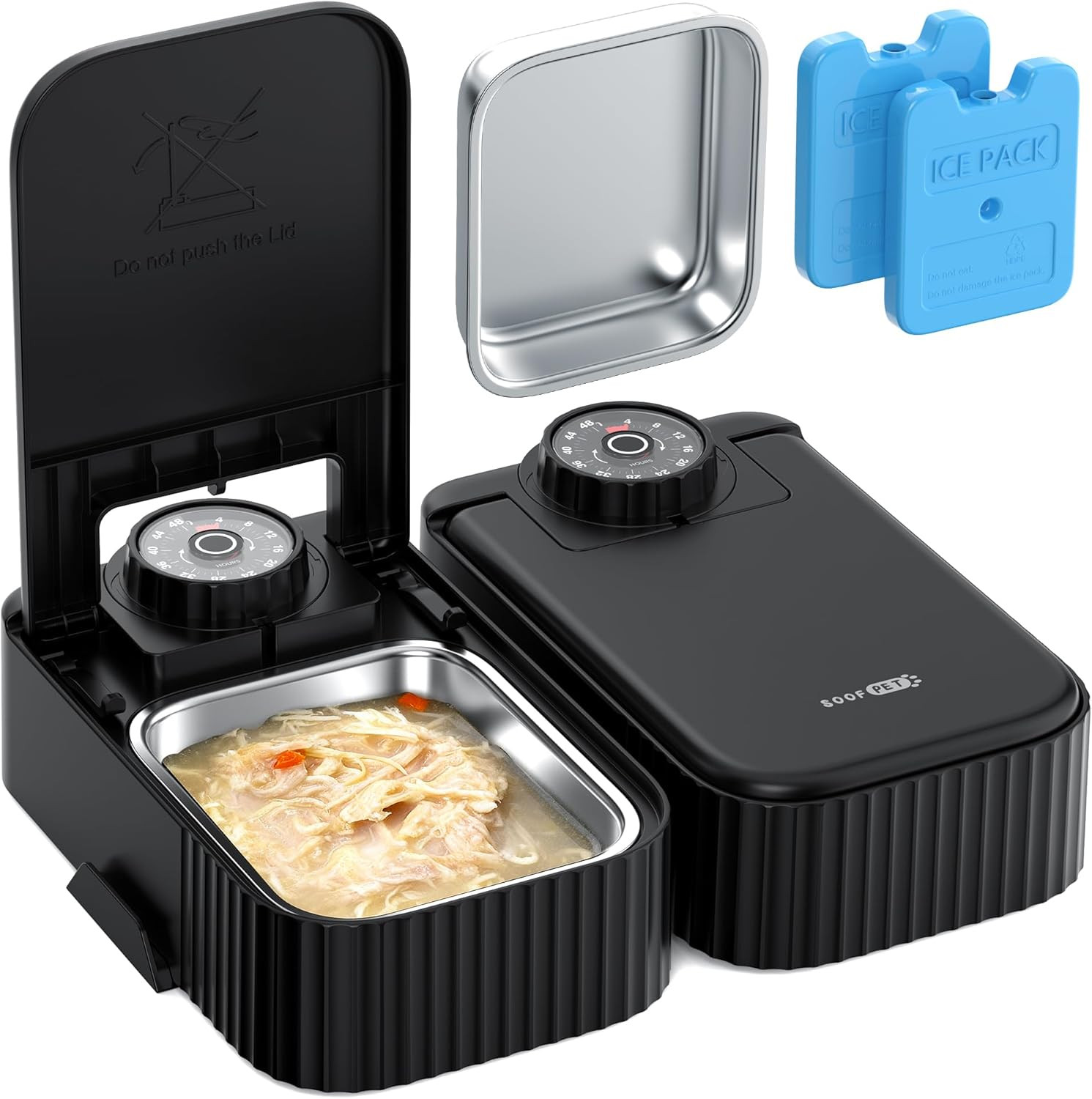 Dispenser Cibo Gatti Automatico Umido con Ciotola Inox e Timer 48 Ore
