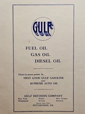 1926 Gulf Gasoline Supreme Auto Oil Print Ad - Pittsburgh PA Fuel Gas Diesel