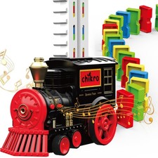 Domino Train Toys Games for Kids - Automated Dominoes-Placing Model Train wit...