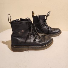 Dr. Martens Kids Sz US 1 Combat Boots 1460 Softy T Black Lace Up Zip Classics